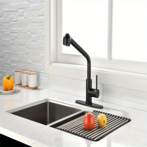 1 PC Kitchen Faucets with Pull Down Sprayer, Single Handle Kitchen Sink Faucet with Pull Out Sprayer, Stainless, a neutral, low-gloss finish, Pull-out spout that swivels 120 degree for added convenience