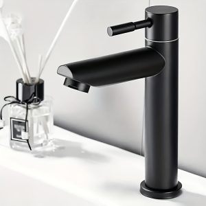 Easy-Grip Single-Handle Stainless Steel Faucet with Brass Core - Perfect for Bathroom Sink & Wash Basin, Includes Accessories