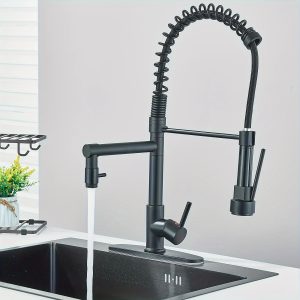 Kitchen Faucets, Spring Pullout Stainless Steel Kitchen Faucet Hot Cold Water Support 360 Rotate Faucet With Ceramic Cartridge Button Switch Sink Mixer Taps, Pull-out Faucet, Kitchen Sink Retractable Faucet, Vegetable Basin Shower Faucet