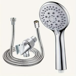 1pc Large Water Outlet Hole Handheld Shower Head, With Shower Bracket And Hose, 5 Modes Adjustable Water Output Shower Head, Bathroom Shower Nozzle, Shower Sprinkler, Bathroom Hardware, Bathroom Accessories