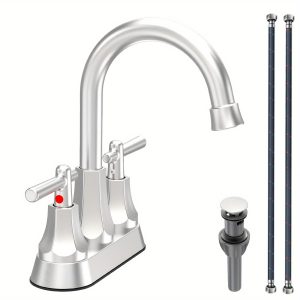 Modern Brushed Stainless Steel Touchless Bathroom Faucet with High-Arc Spout and Water-Saving Features