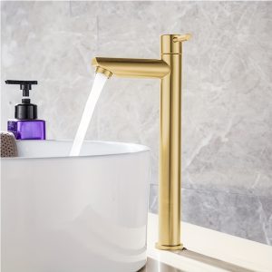 1pc Basin Faucet, 1/2Inch 304 Stainless Steel Single Cold Water Tap, Golden Black Silvery Color Deck Mounted Basin Sink Faucet