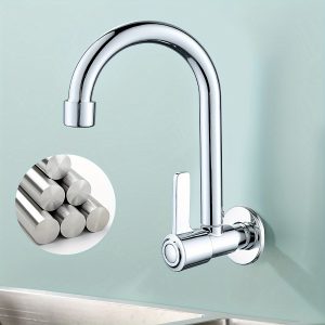 Stainless Steel Wall-Mounted Faucet with Rotatable Storage - Silvery Kitchen & Bathroom Accessory