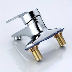 Luxury Chrome-Plated Single Handle Dual-Flow Bathroom Sink Faucet, Cold and Hot Water Basin Tap, 3-Hole Deck Mounted Mixer, Durable Alloy with G1/2 Universal Thread Interface - 1PCS