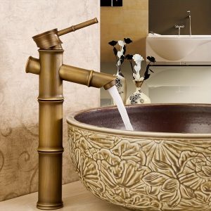 MEIZIJIE Vintage European-Style Copper Bathroom Faucet - Antique Finish, Hot & Cold Water, Round Shape for Bathtubs