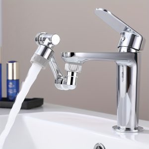 Chrome Bathroom Faucet with Flexible Arm and Rotating Nozzle: Extendable, Anti-Splash, and Easy to Clean