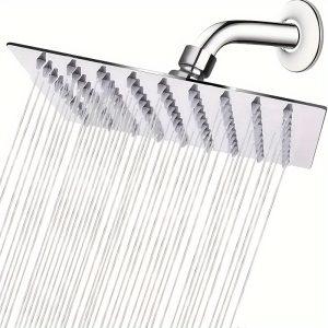 1pc Modern Stainless Steel Round Rain Shower Head with Water-Saving Technology for Powerful Rainfall Experience