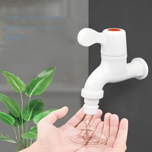 Plastic Faucet 4 Points Quick Open Tap for Outdoor Balcony, Universal Connector Thread Standard, High-Quality Non-Slip Easy Twist Bathroom Sink Faucet