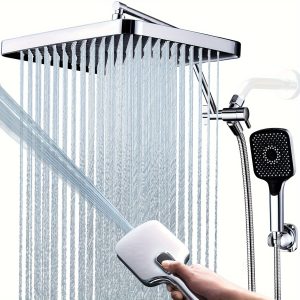 13-Inch Rainfall Shower Head with Handheld Spray, 4-Mode Wand, Adjustable Arm & Diverter Valve, Chrome