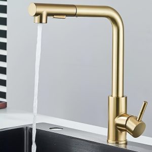 Kitchen Sink Faucets, Gold Kitchen Faucet, Kitchen Faucet Pull Out Spray Faucet 360?? Rotatable Kitchen Faucet Single Handle Faucet Sink Faucet